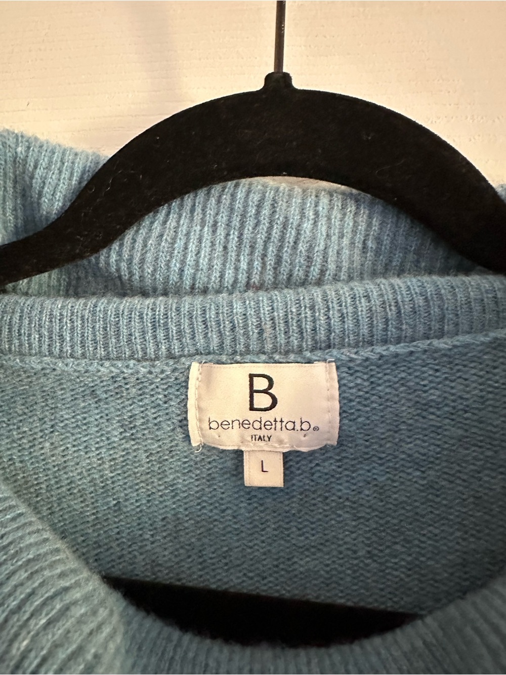 Size L Benedetta.b Women’s Teal Wool Cashmere Knit Cowl Neck Long Sleeve Sweater - Picture 8 of 9